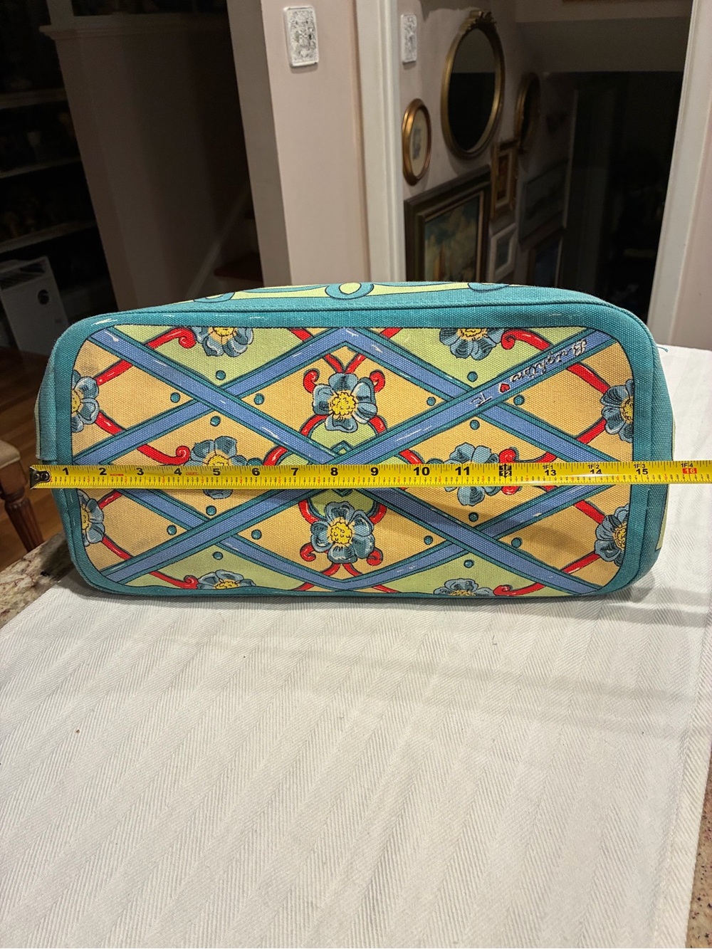 Brighton Canvas Heart Print Tote Bag - Yellow & Turquoise - Picture 6 of 9